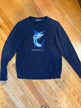 Vineyard Vines Navy Marlin Intarsia Crewneck Sweater